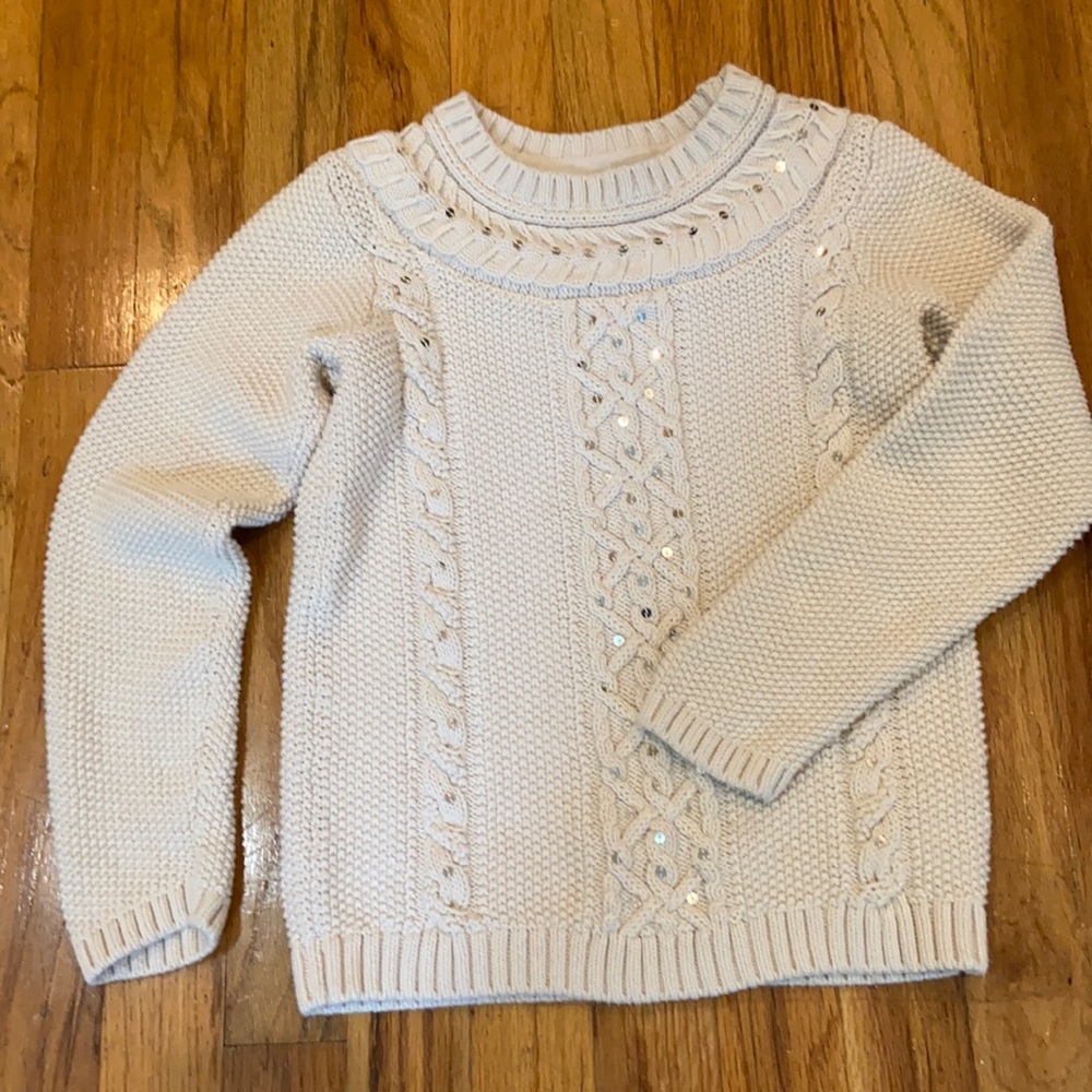 Gap Kids Sweater Winter Holiday Cable Knit Sequin Sz 10